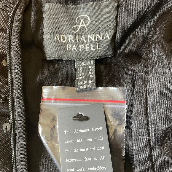 Adrianna Papell Sequined Mini Sheath Cocktail Dress Black Size 8 Sleeveless - Picture 8 of 11